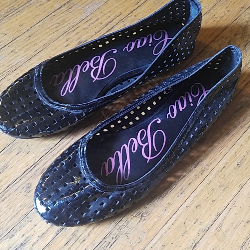 black perforated ballet flats